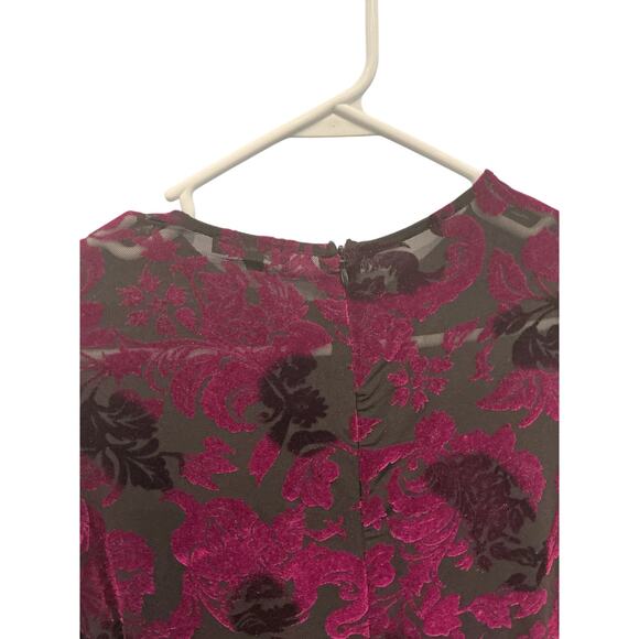 Fashion Nova Womens Velvet Burnout Dress Size Small Burgundy Whimsigoth HOCO - Picture 7 of 11